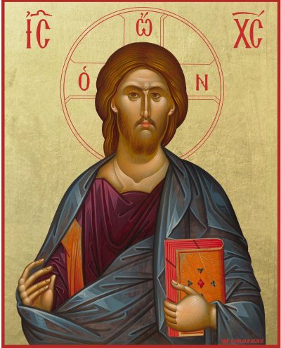Icon of Jesus Christ in gold leaf background (20 cm x 25 cm)
