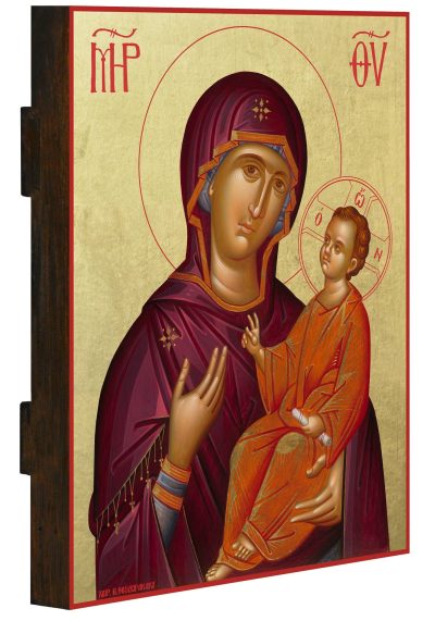 Icon of Virgin Mary with Christ in gold leaf background (14 cm x 17 cm)